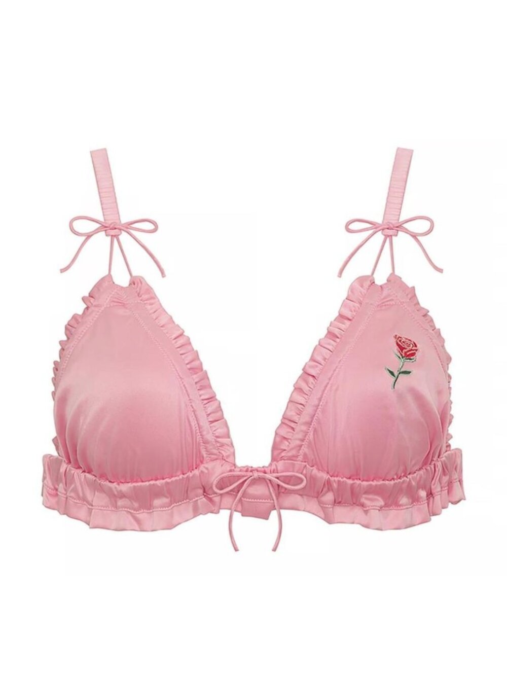 New! For Love & Lemons Light Pink Satin Everyday Bralette Size S-DD 34279